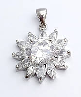 Кулон із білим цирконом. Родій. Діаметр: 2.5 см
