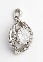 Кулон із білим цирконом. Родій. Діаметр: 2.5 см