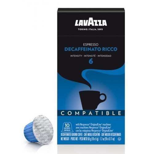 Nespresso капсули Lavazza Decaffeinato Ricco (Без упаковки 10шт) без кофеїну, Італія Неспрессо
