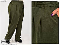 Женские брюки с креп дайвинга с карманами. Брюки женские большого размера синие р- 60,62,64,66,68,70,72,74,76