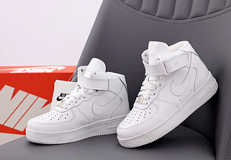 Кросівки Nike Air Force 1 high White Взуття Найк Аїр Форси білі високі чоловічі унісекс осінь-весна