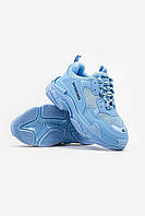 Женские кроссовки Balenciaga Triple S Blue голубые баленсиага повседневные