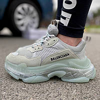 Кроссовки женские Balenciaga Triple S Clear Sole white серые повседневные осень весна баленсиага 38