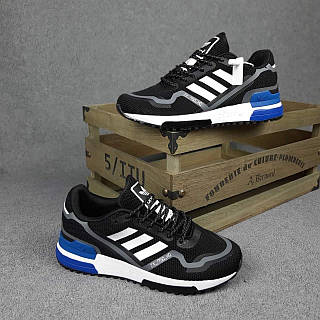 Чоловічі весняні чорні із синім кросівки Adidas ZX750 HD модні