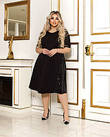 Красиве молодіжне плаття чорного кольору А-подібного силуету батал із 50 по 60 розмір