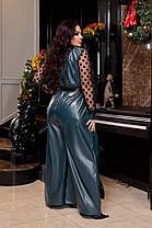 Супер модний жіночий комбінезон з екошкіри з 50 по 60 розмір, фото 3