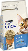 Cat Chow Feline 3в1 з індичкою 1,5 кг сухий корм для котів Purina