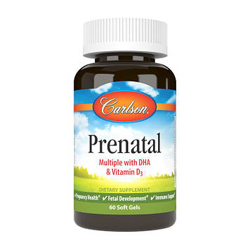 Мультивітаміни для вагітних Carlson Labs Prenatal Multiple with DHA & Vitamin D3 (60 sgels)