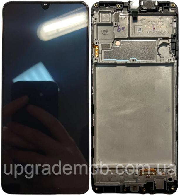 Дисплей модуль тачскрин Samsung A225 Galaxy A22 4G чорний Amoled оригінал з рамкою