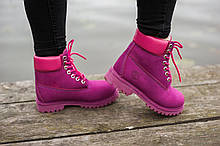 Жіночі зимові черевики Timberland (pink), зимові черевики тімберленд, рожеві черевики,