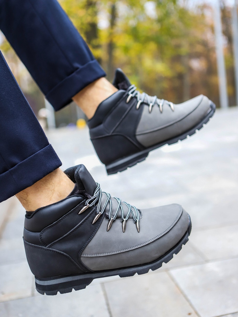 Чоловічі зимові черевики (black/gray), зимові черевики темно-сірі