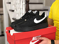 Мужские стильные кроссовки черные Nike Air Force Af прошитые, демисезонные 43 44 45 размер