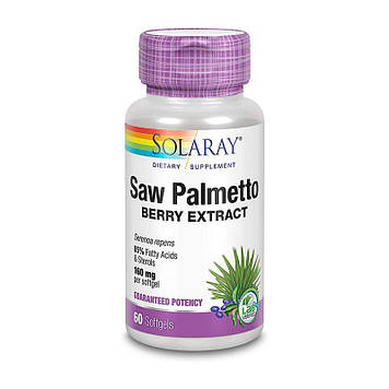 Екстракт ягід зі Пальмето Соларай/Solaray Saw Palmetto berry extract (60 softgels)