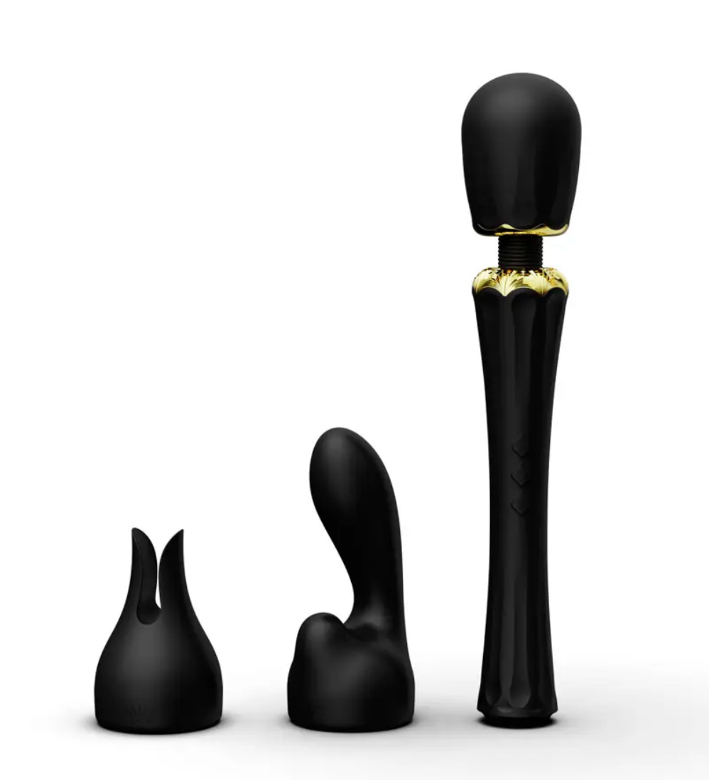 Преміумсибратор мікрофон із насадками Zalo Kyro Wand Obsidian Black, 29х5,3 см., фото 1