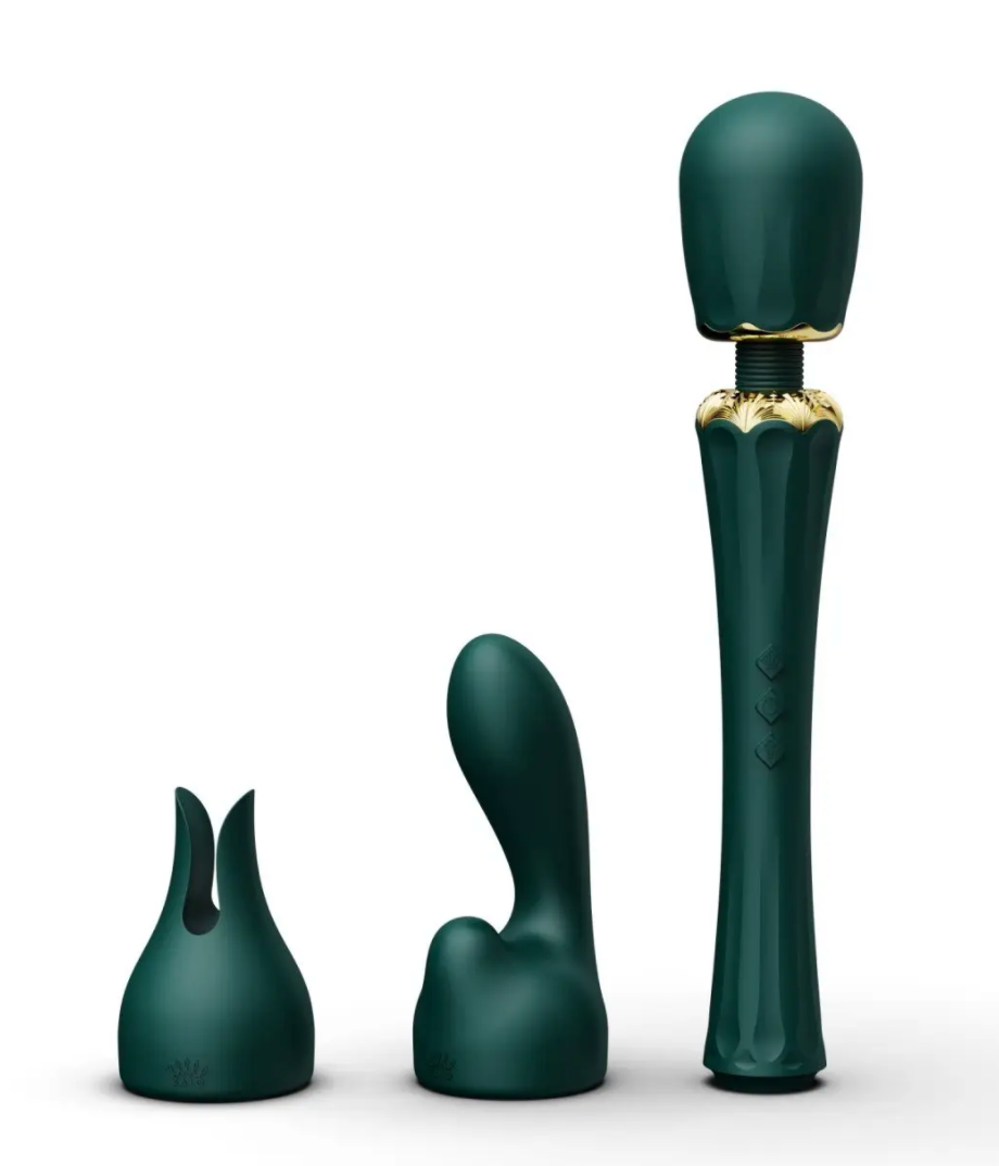 Преміум-вібратор мікрофон із насадками Zalo Kyro Wand Turquoise Green, 29х5,3 см., фото 1