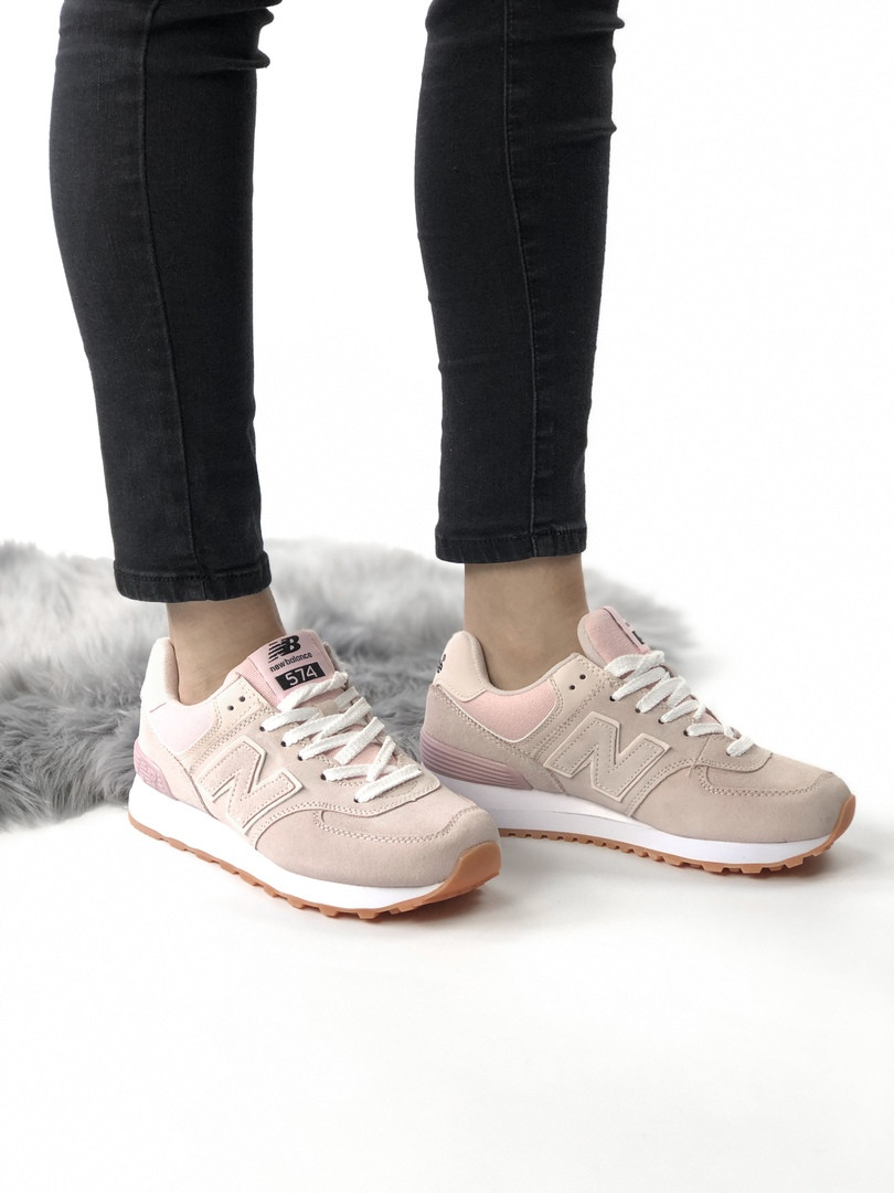 Жіночі кросівки New Balance 574 (pink/white), рожеві жіночі кросівки New Balance 574