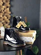 Жіночі зимові черевики Dr.Martens (Black), чорні мартенси на хутрі, жіночі чорні мартенс