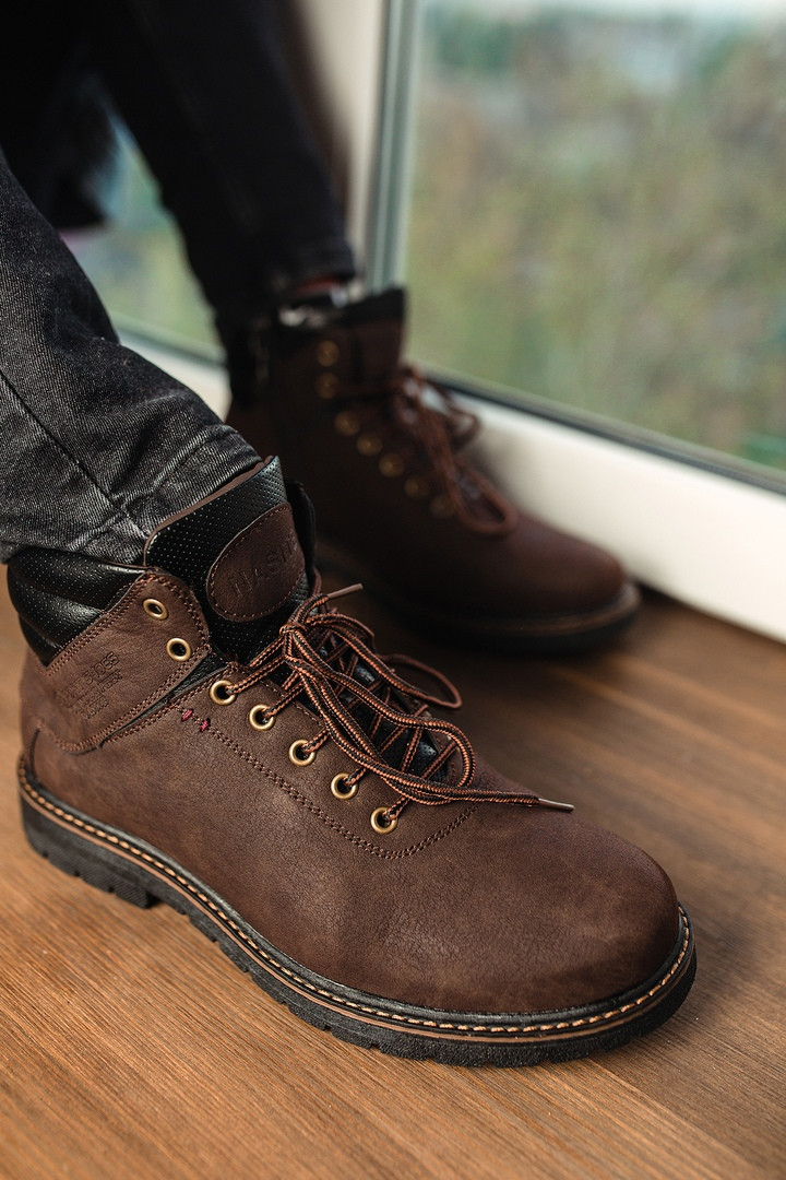 Чоловічі зимові черевики Timb (dark brown), чоловічі класичні черевики на зиму