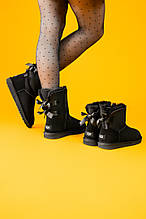 Жіночі зимові UGG Bailey Bow II Black, зимові жіночі уггі, зимові жіночі уггі з бантиком (Репліка ААА)
