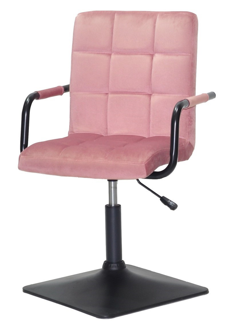 Крісло Augusto-Arm 4-BK-BASE запорошена троянда В-1030 велюр з чорними підлокітниками, на чорній квадратній опорі, фото 1