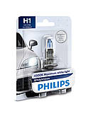 Фирменная лампа PHILIPS цоколь H1\ 55W 12V (P14,5s) White Vision +60% (4300K) с эффектом ксенона ближний \ дал