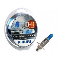 Авто лампа H1 PHILIPS 55W 12V Cristal Vision. Сверх яркий белый!