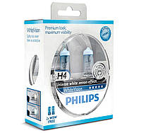 Авто лампа H4 PHILIPS 60/55W 12V P43t White Vision +60% (4300K). Эффект Ксенона!