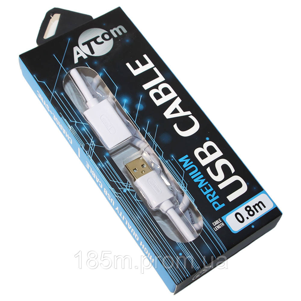 ATCOM USB AM - USB AF 0.8м белый блистер