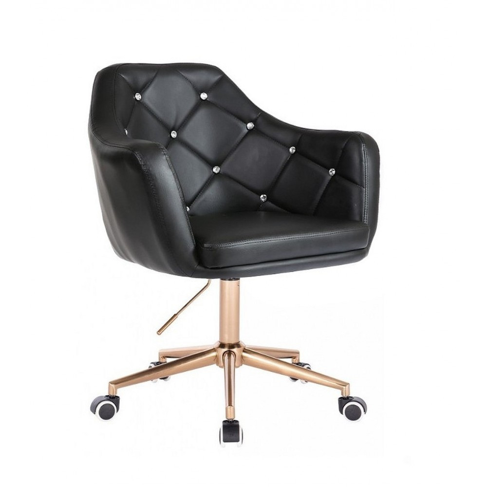 Перукарське крісло на пневматиці Bazkar HC830K чорний на золотій основі