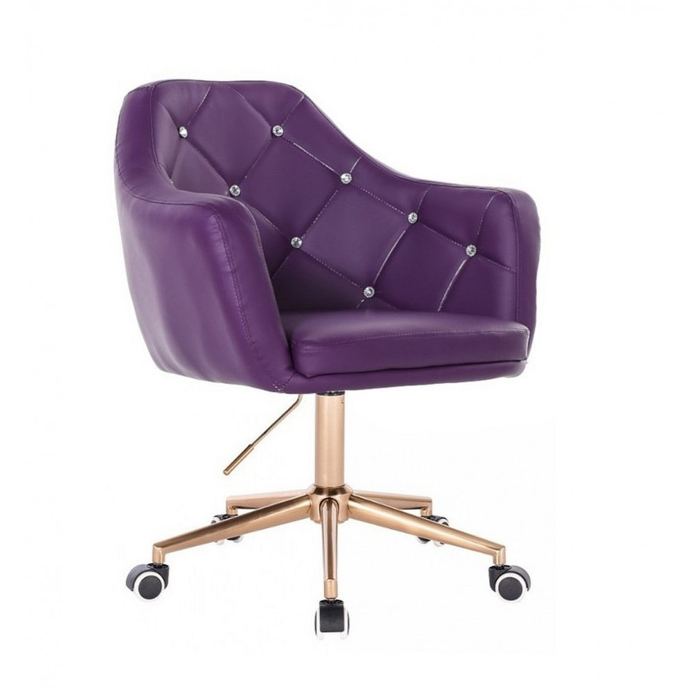 Перукарське крісло на пневматиці Bazkar HC830K фіолетовий на золотій основі