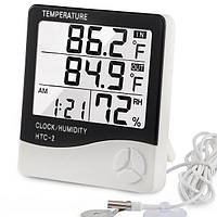Термометр HTC-2 + выносной датчик цифровой, гигрометр электронный, комнатный термометр, измеритель влаги
