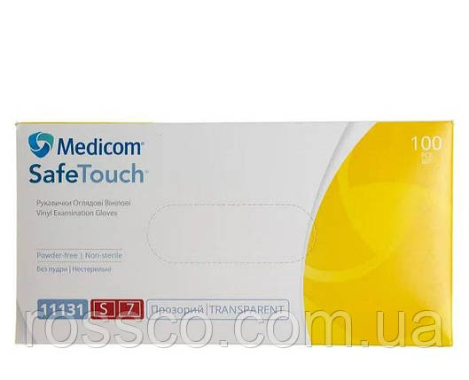 Рукавички вінілові без пудри (100 шт/уп) Medicom S, фото 2