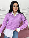 Жеснкий ажурний светр оверсайз з V - подібним вирізом (р. 42-46) 8041395, фото 3