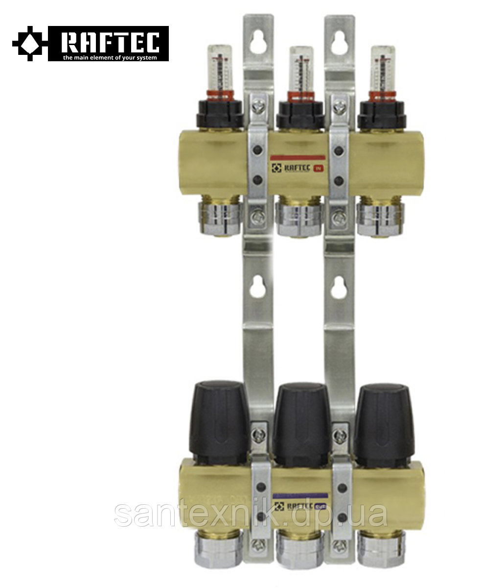 Колекторний блок RAFTEC LCR-1.3 3-виходів з витратомірами і євроконусами