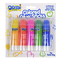 Клей-олівець для творчості, 5 кольорів, 8 мл, з блискітками, Pasco