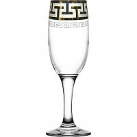 Набор бокалов для шампанского с золотом 190 мл 6шт Гусь-Хрустальный "Греческий узор" GE03-419