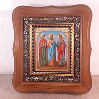Икона Инне, Пинне, Римме святым Мученикам, лик 10х12 см, в светлом деревянном киоте