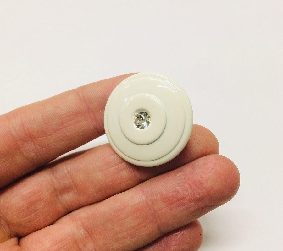 Ручка-кнопка с кристаллами Swarovski GU-W7150 белый глянец Ø 30 мм - фото 2 - id-p297801538