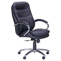 Кресло офисное Валенсия HB хром Anyfix кожзаменитель Неаполь N-20 (AMF-ТМ) Anyfix, комбінована шкіра люкс Чорна