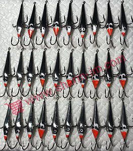 Зимова прямовисна блешня Каракатиця-6 Срібло (2,2 г/32 мм) 4 гачка