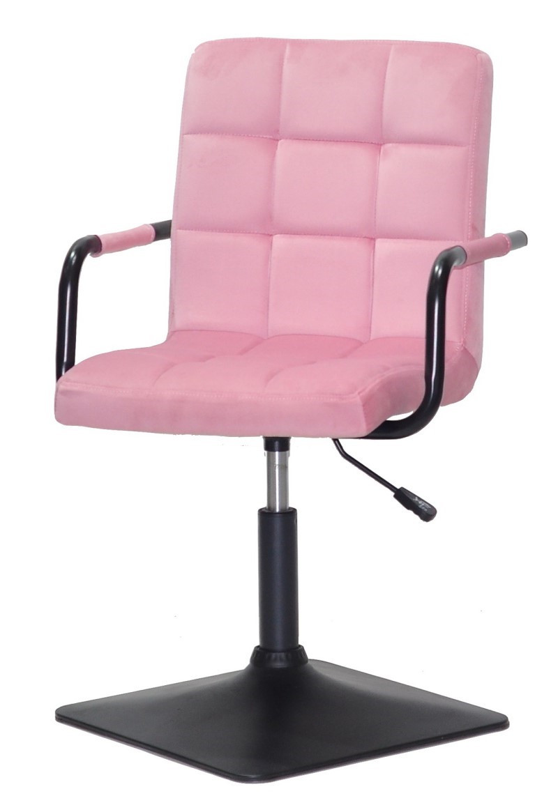 Крісло Augusto-Arm 4-BK-BASE фрез В-1025 велюр з чорними підлокітниками, на чорній квадратній опорі, фото 1