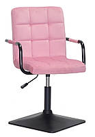 Крісло Augusto-Arm 4-BK-BASE фрез В-1025 велюр з чорними підлокітниками, на чорній квадратній опорі, фото 2