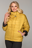 Модная демисезонная куртка Нонна с манжетами большого размера 48-56 разные расцветки Горчица, 50