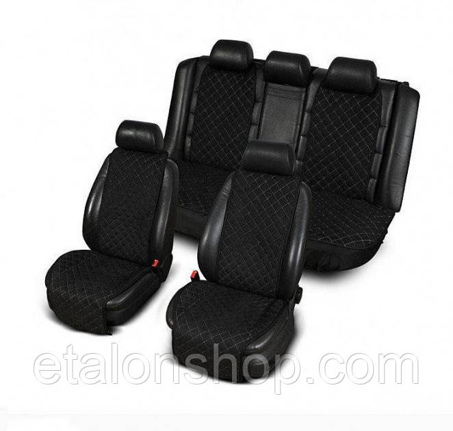 Накидки на сидіння з АЛЬКАНТАРИ (штучна замші). Чорні. Комплект