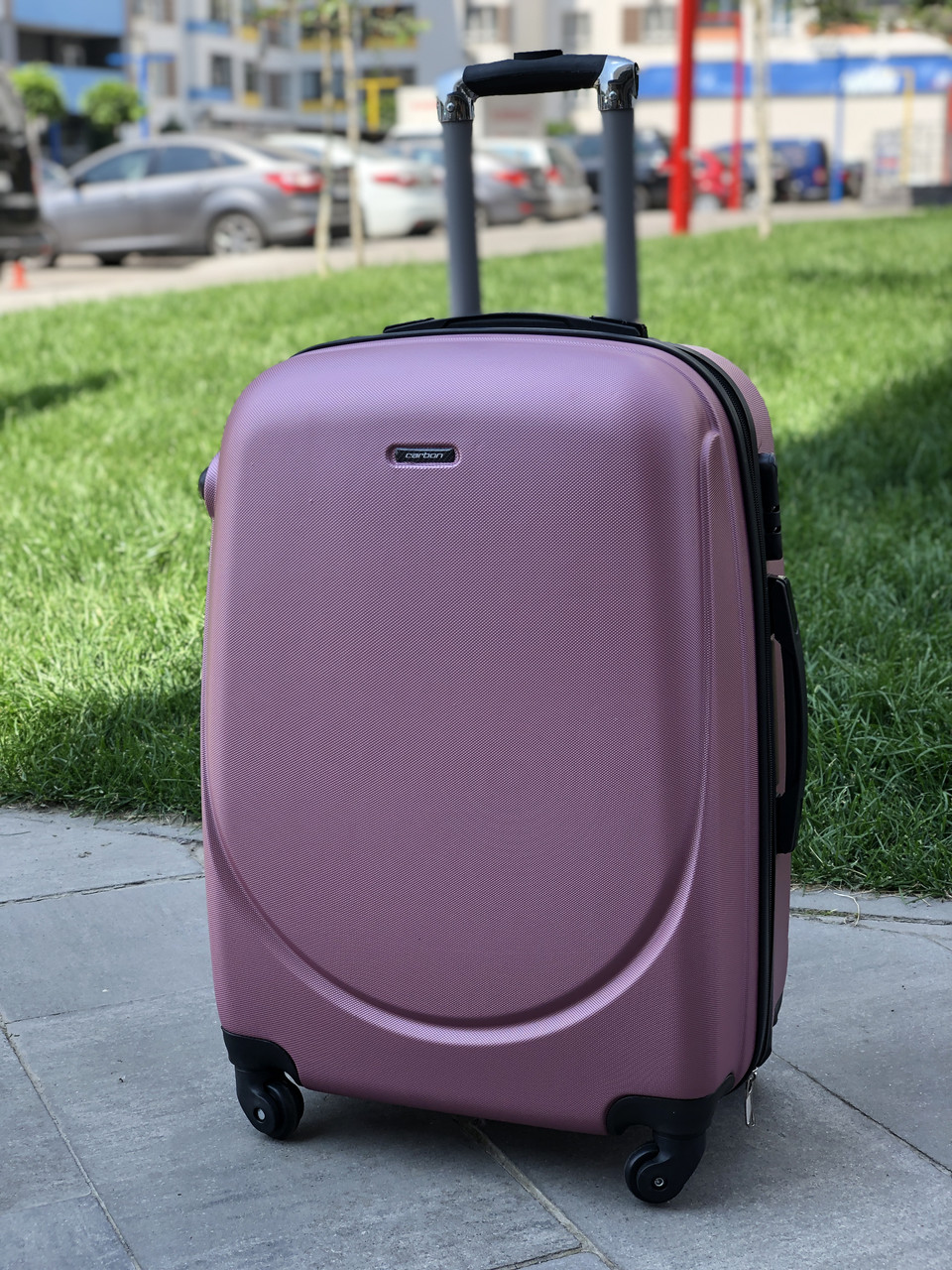 Чемодан дорожній на 4 колесах Carbon 310 Середній (М) Темно-рожевий, фото 1