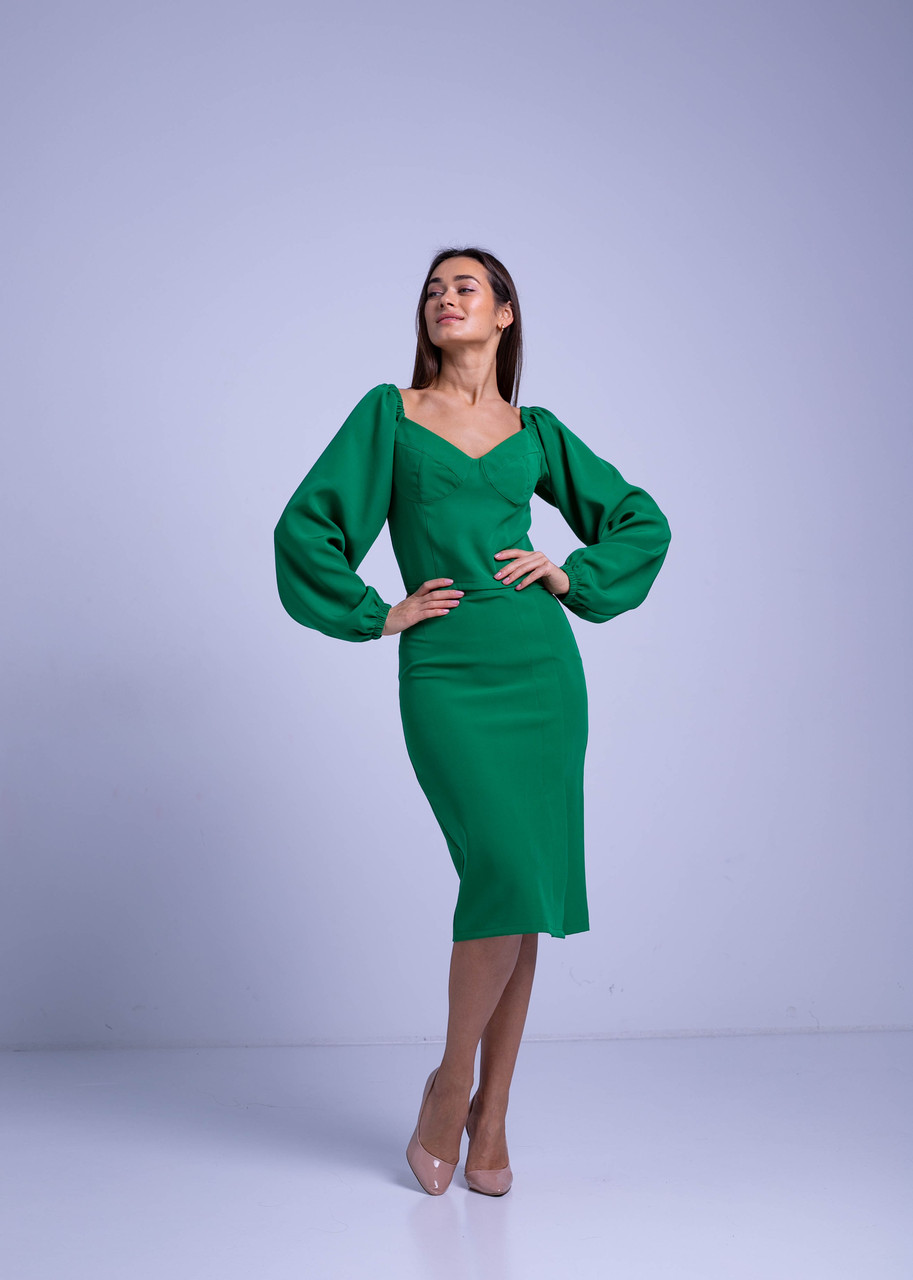 Гарний костюм зі спідницею "423" смарагд Розміри 44,46,48,50, фото 1