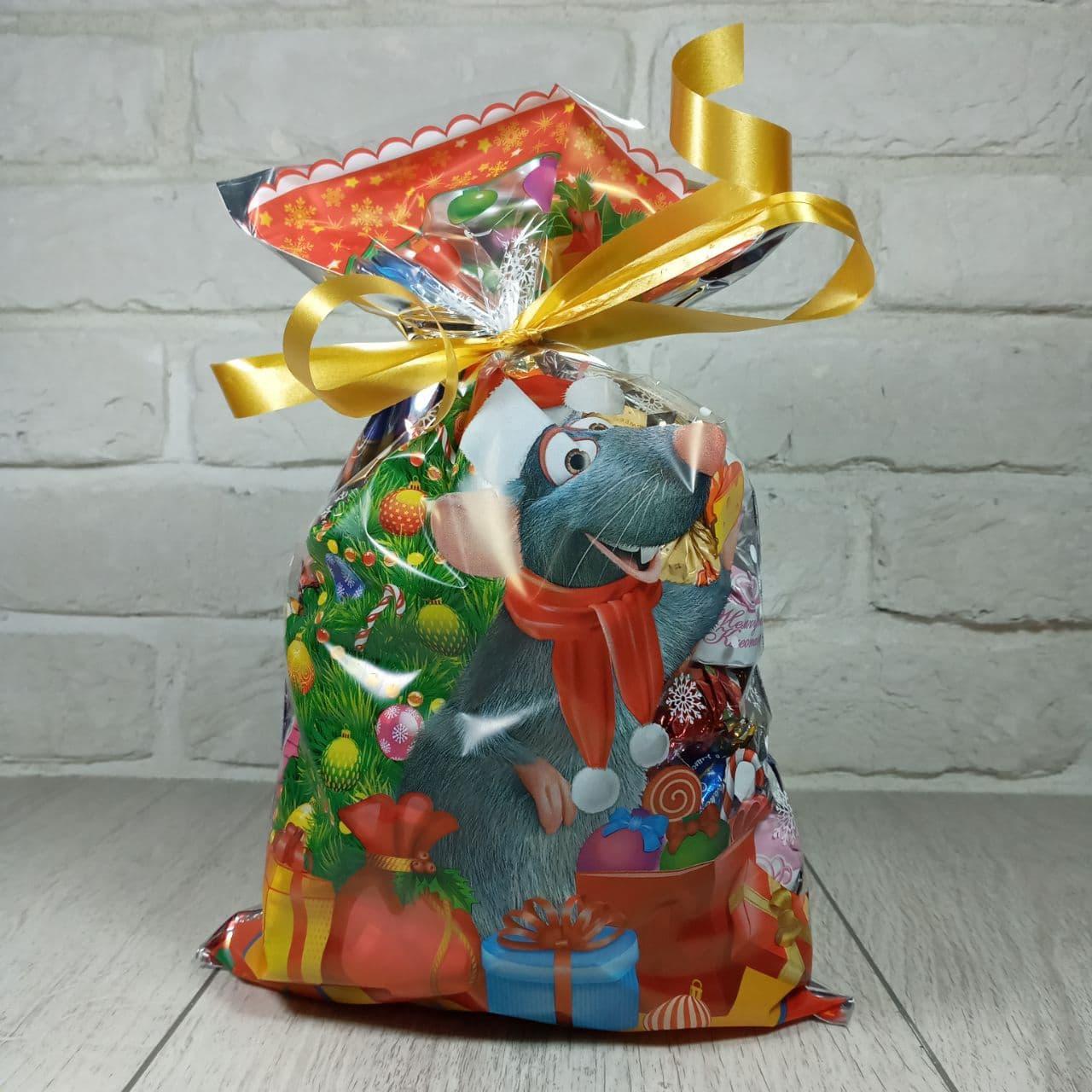 Подарочная упаковка с новогодним рисунком (20*35) №30 Мышонок (100 шт), фото 1