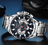 Якісний чоловічий годинник срібний, Міцний кварцовий чоловічий годинник, фото 4