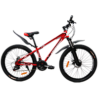 ПОДРОСТКОВЫЙ ГОРНЫЙ ВЕЛОСИПЕД CROSSBIKE RACER 24" 12" КРАСНЫЙ-ЧЕРНЫЙ