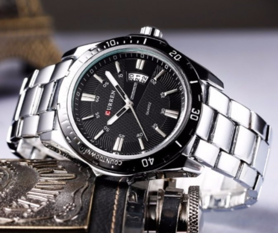 Якісний чоловічий годинник круглий класичний, гарний бюджетний кварцовий чоловічий годинник, фото 1